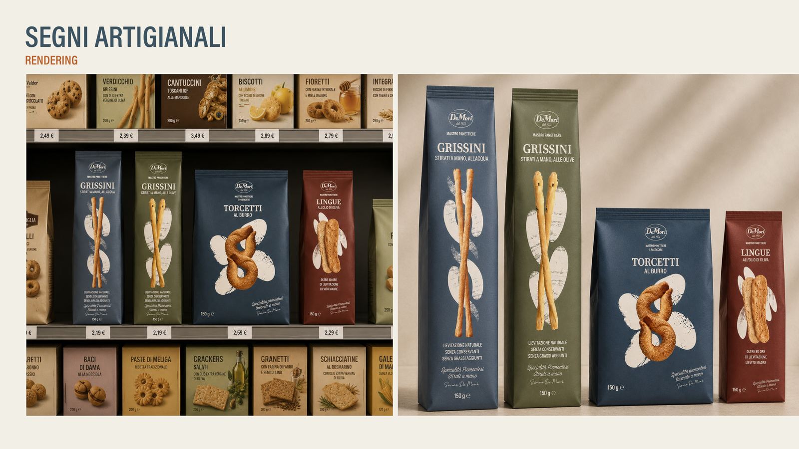 De Mori, concept Segni artigianali: i packaging a scaffale