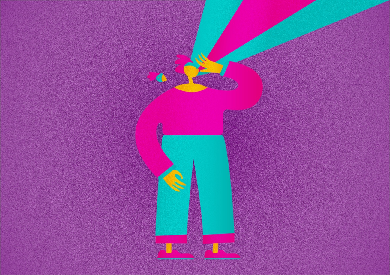 Illustrazione: il personaggio con il megafono di luce