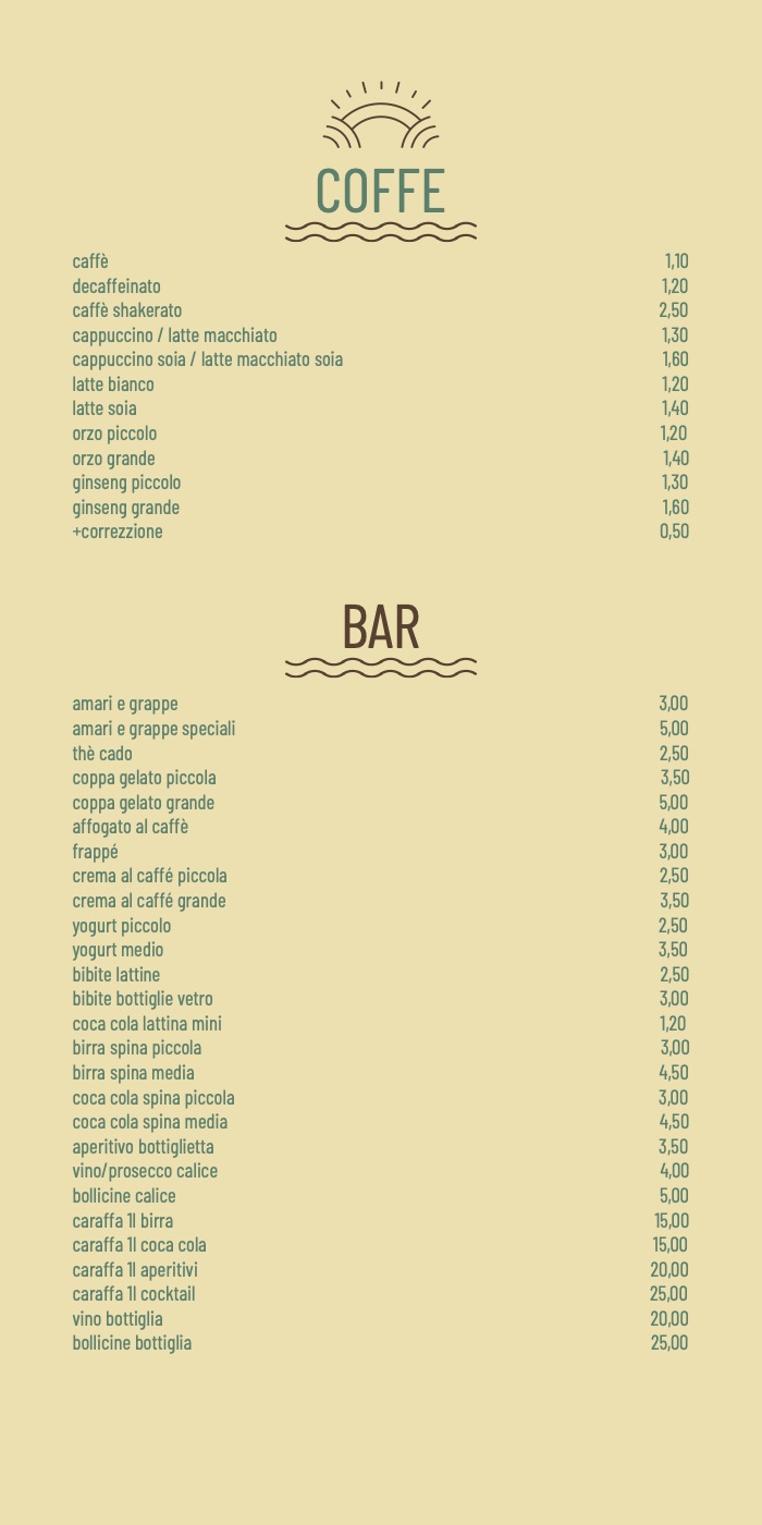 Menu Bar 83: caffetteria e bar