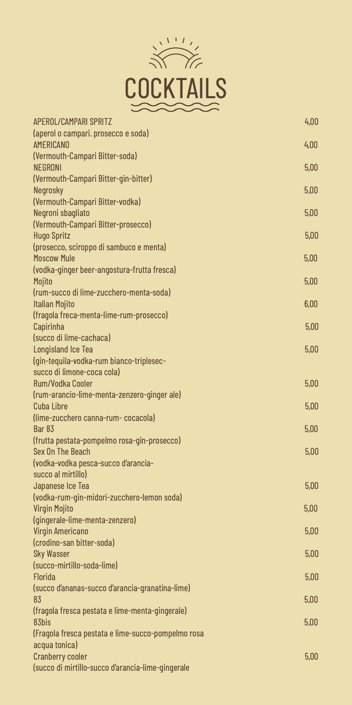 Menu Bar 83: cocktail