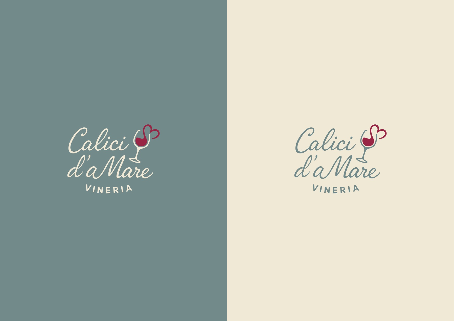 Calici d'aMare sui due colori del marchio