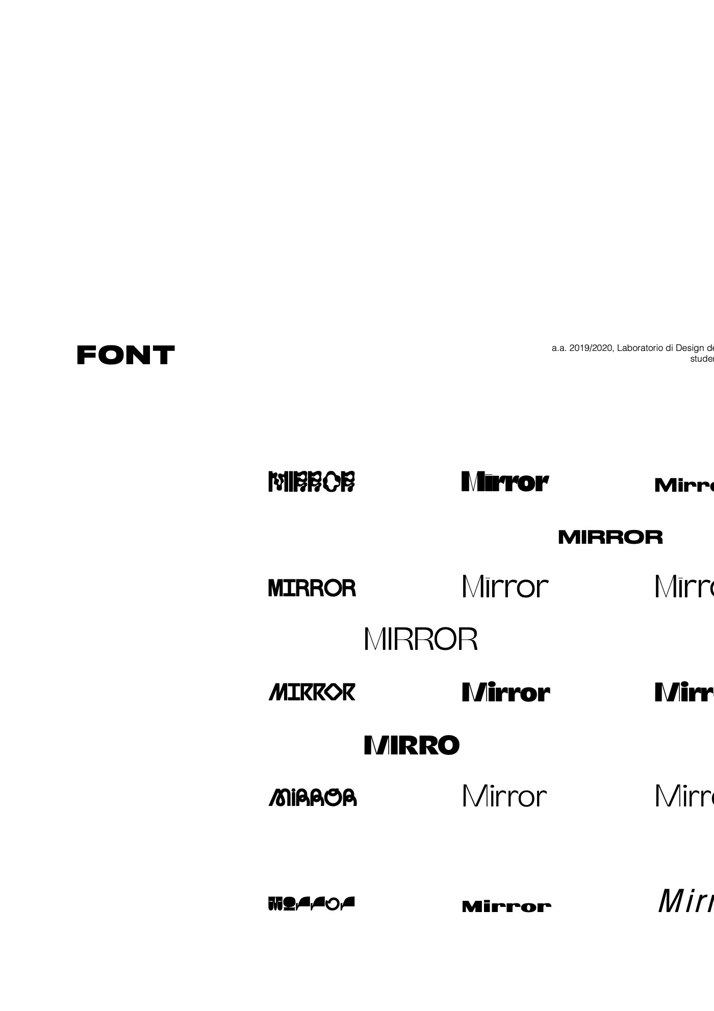 Mirror, documento di progetto: il carattere