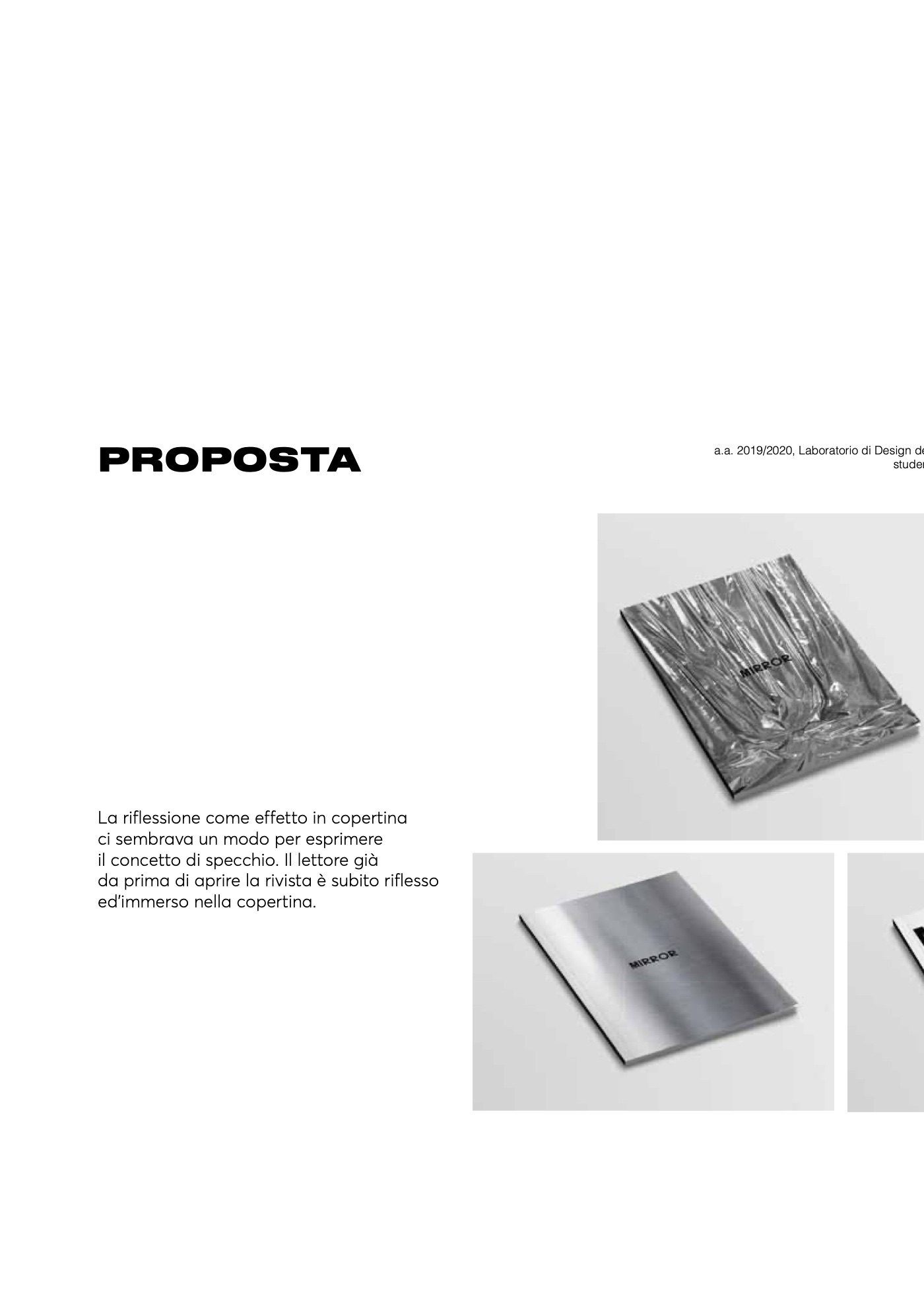 Mirror, documento di progetto: la proposta: la copertina specchio
