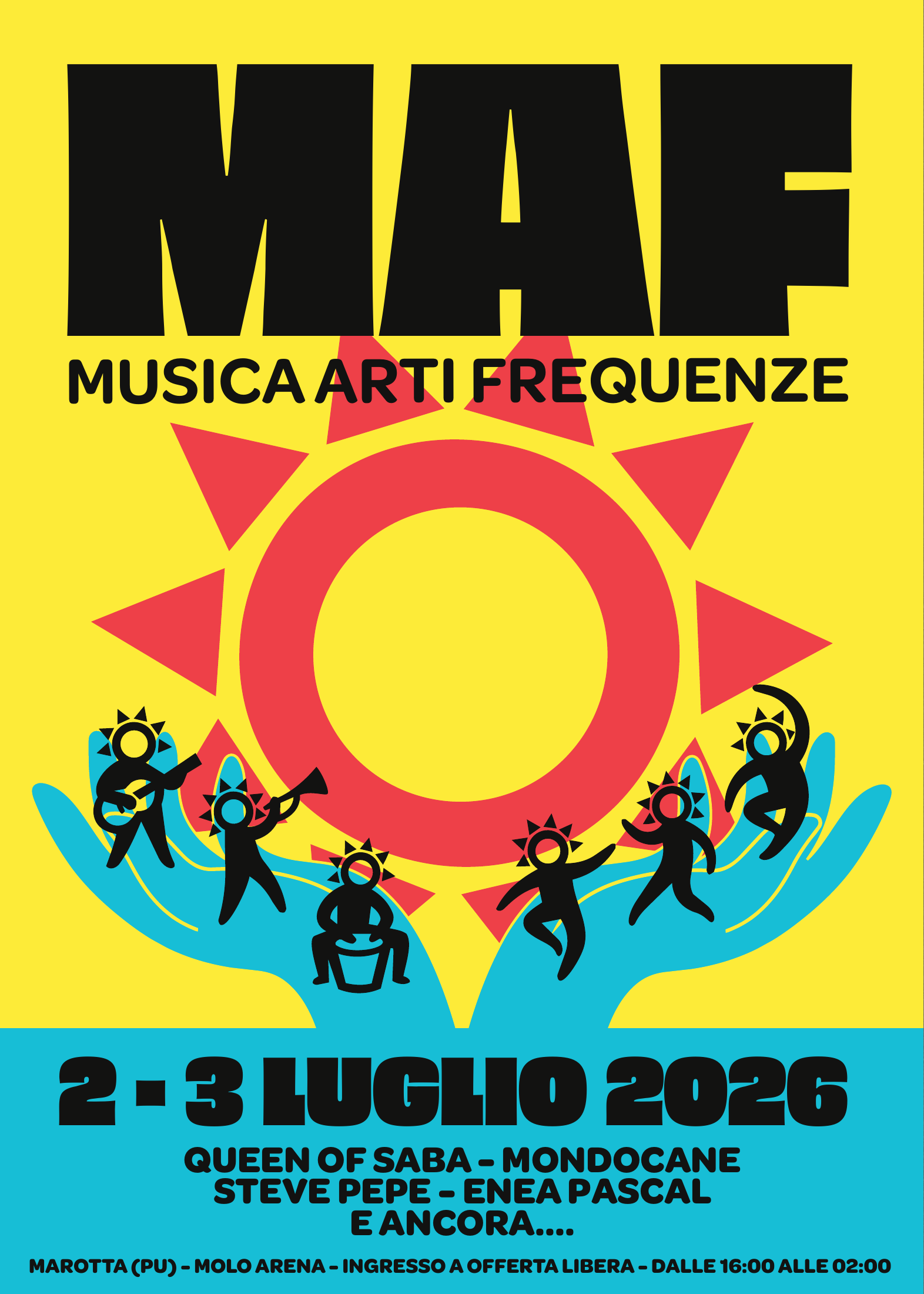 Manifesto finale MAF 2026 giallo e rosso